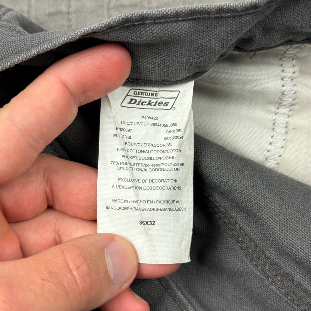 Dickies Carpenter Pants Men 36x32 Gray Canvas Workwear Utility Distressed Faded - Picture 12 of 16